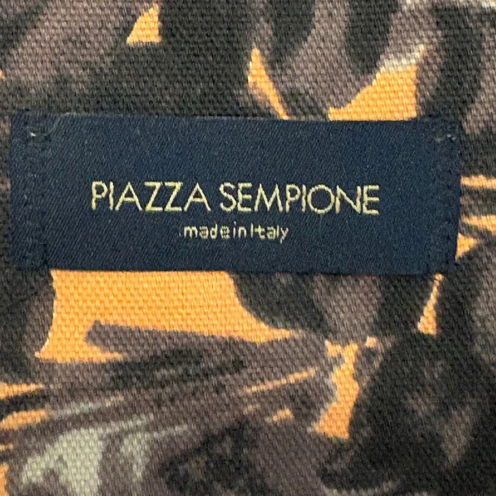 Piazza Sempione Floral Canvas‎ Tote Bag Made in Italy Black Orange